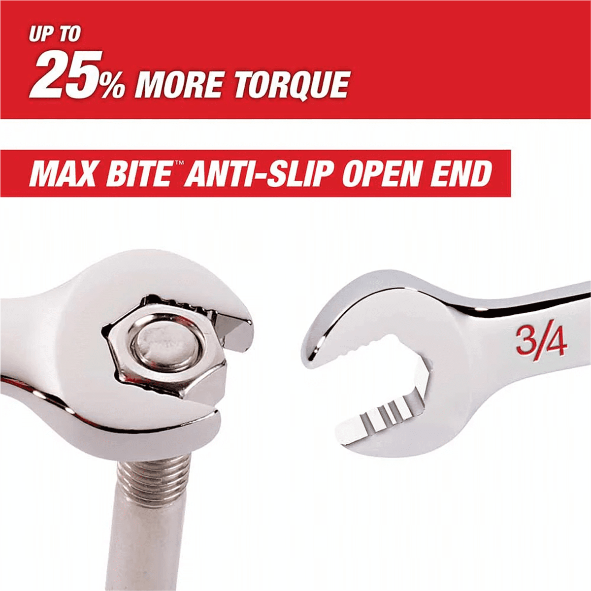 Milwaukee Tool 1-1/2" SAE Combination Wrench, 12-Point, Steel, Chrome, Ergonomic, I-Beam Handle