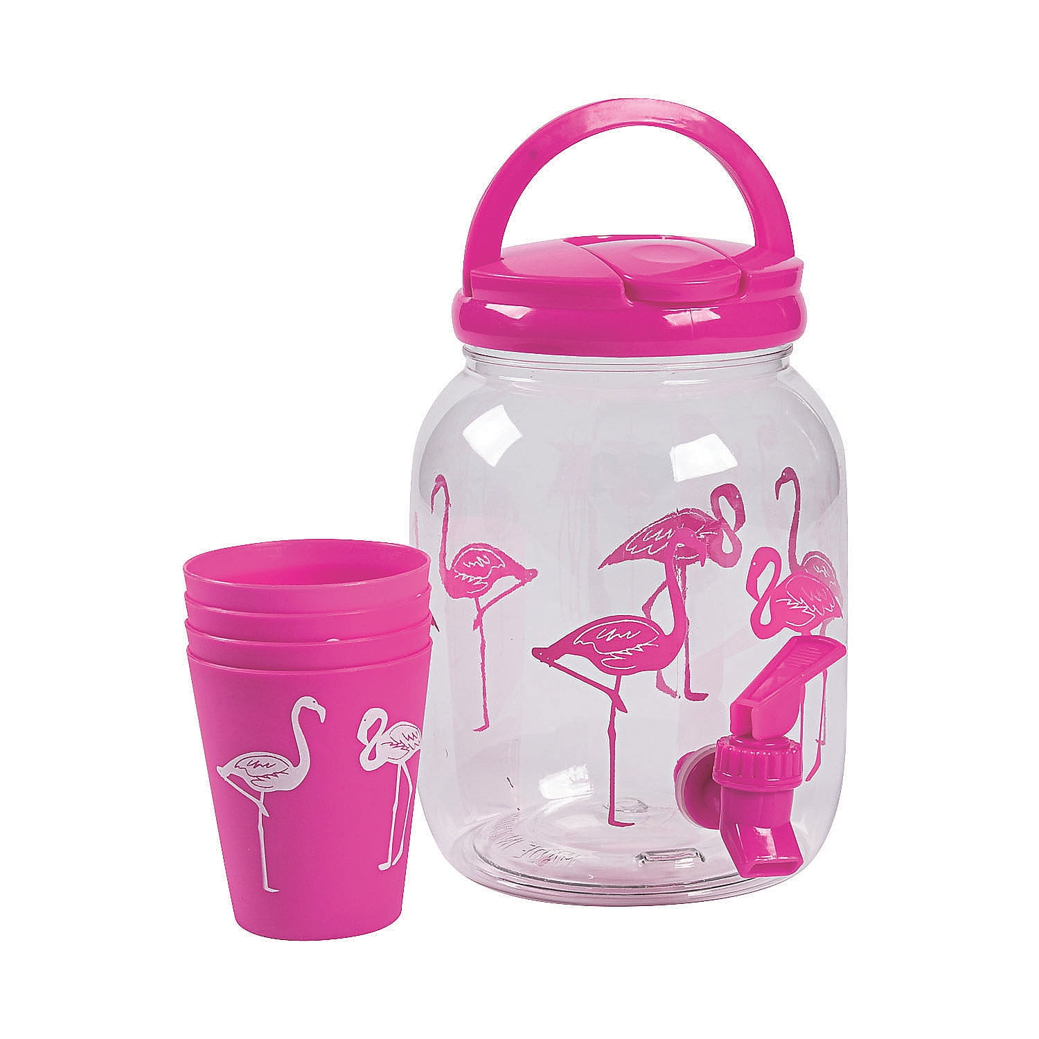 Fun Express Drink Dispenser Cups Multi-color Flamingo Luau Party Supply Sets, (5 Pieces)