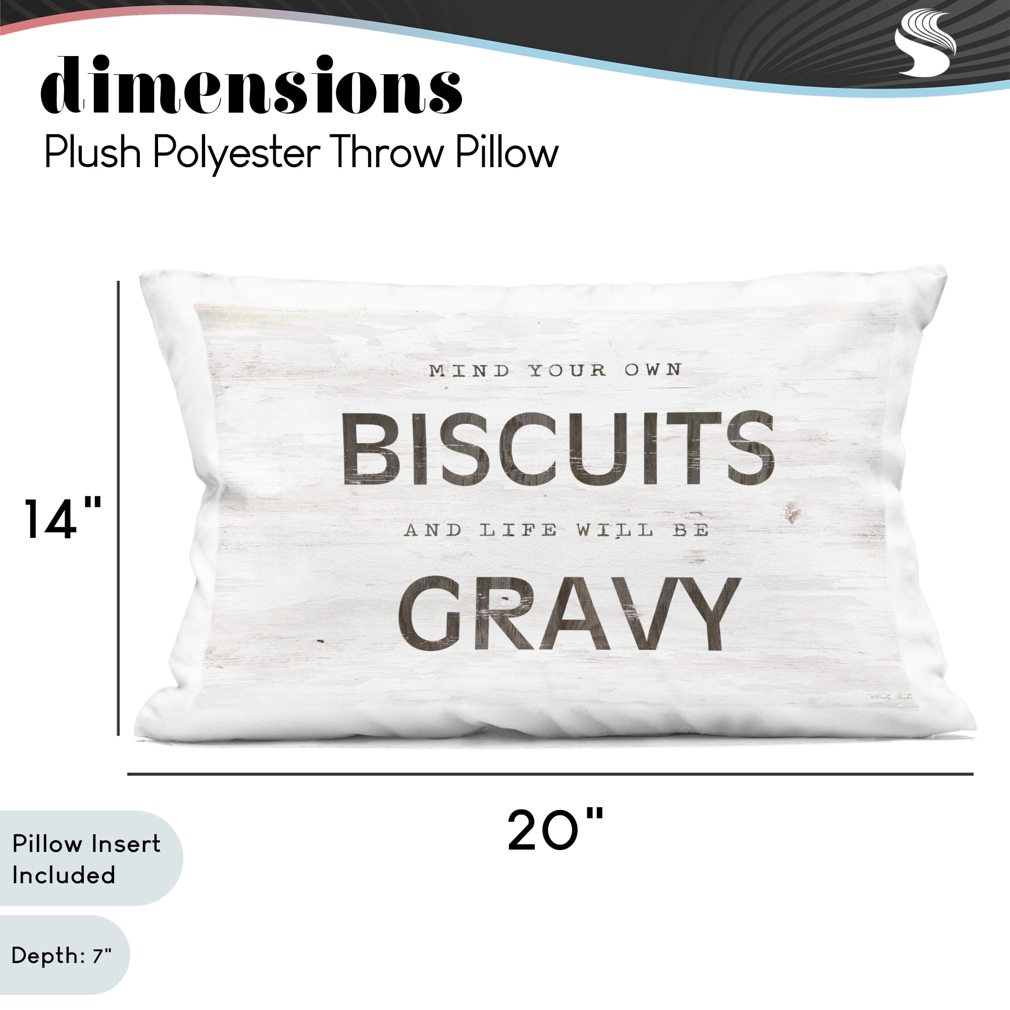 Stupell Industries Mind Your Biscuits Life Is Gravy Decorative Printed Throw Pillow, design by Cindy Jacobs