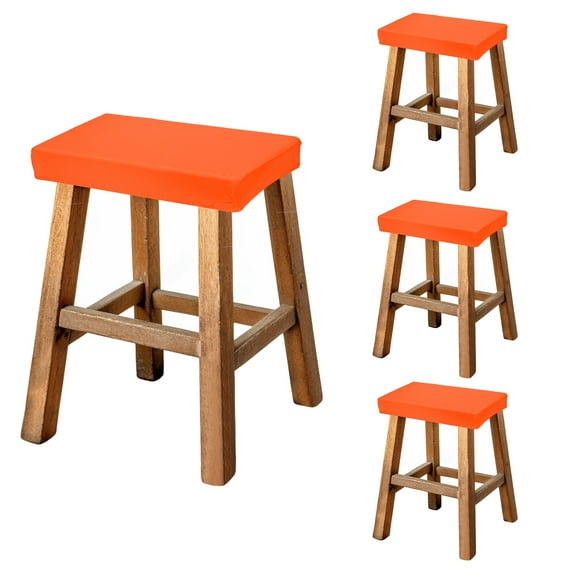 Uxcell Bar Stool Cover Rectangle, Stretch Washable Saddle Counter Vanity Barstool Slipcover Seat Cushion Protector with Elastic Band for Wooden Metal Bench Chair(Orange, 4Pcs)