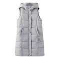 thumbnail image 4 of Breezora Women Casual Loose Hooded Sleeveless Long Vest Coat with Zipper Pockets Plus Size Long XL Size Grey, 4 of 5