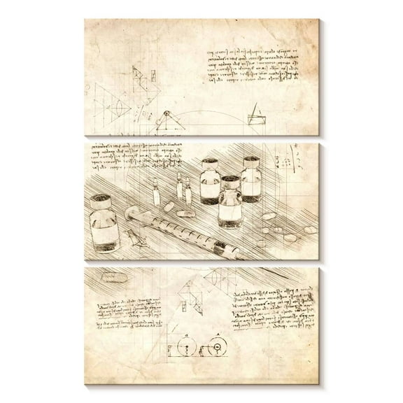 Elephant Stock Syringe Wall Art - Vertical Multi Panel Canvas - Living Room Wall Decor - Patent Multi Panel - Beige And Black Decor By Cornel Vlad - 14" x 23"