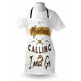 thumbnail image 3 of Adventure Apron Mountains Are Calling Quote Travel Outdoors Inspirational Grunge, Unisex Kitchen Bib Apron with Adjustable Neck for Cooking Baking Gardening, Brown Pale Coffee White, by Ambesonne, 3 of 3