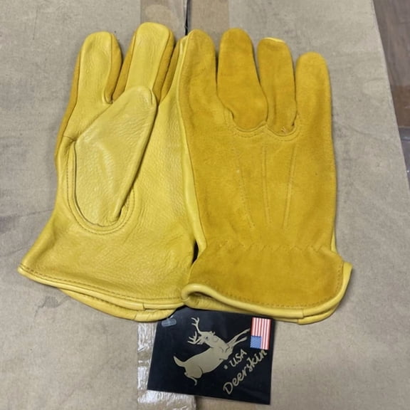 No1 Grade Men Yellow ( Natural) Deer Skin Leather Gloves Horse Riding Work Small
