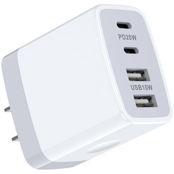 AILKIN USB C Wall Charger Block Adapter Plug,60W Multi Port Dual Usb A Fast Charger Block Brick Box and Dual Usb C Charger for iPhone 15/16 Charger Fast Charging,Samsung,White (1 Pack)