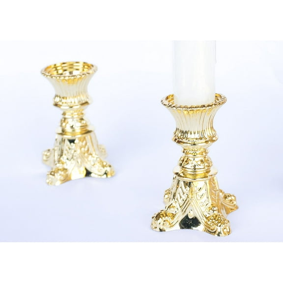 Plastic Taper Candle Holder Gold (12 Pieces)