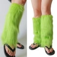 thumbnail image 2 of Fuzzy Faux Furs Leg Warmers Furs Heels Long Boots Cuffs Cover Has Elastic One Pair Carnivals Boot Cover Y2K JK Uniform, 2 of 11