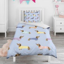 Colorful Funny Dachshund Duvet Cover and Pillowcase Set for Single Bedding, Bedroom Accessories for Kids Teens