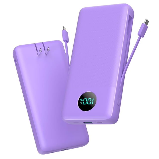 Banco de energía APHUWJ 33800 mAh USB C con cables y enchufe integrados