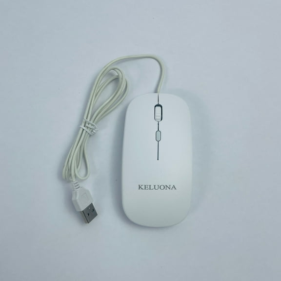 KELUONA Wired Computer Mouse, USB Port Computer Peripherals, White
