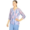 thumbnail image 3 of Alfred Dunner Womens Petite  Brushstroke Lace Sleeve Top, 3 of 6