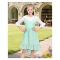 thumbnail image 2 of Sunny Fashion Girls Dress 2 Piece Set Green Lace Overlay Bell Sleeve Top Heart Valentine's Day High Low 7 Years, 2 of 9