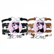 High Cold Woman Exquisiteness Vogue Bracelet Hand Strap Leather Rope Wristband Double Set