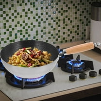 AURARMLET Black Honeycomb Stainless Steel Wok Nonstick Frying Pan for Stir Fry and Bbq Cooking