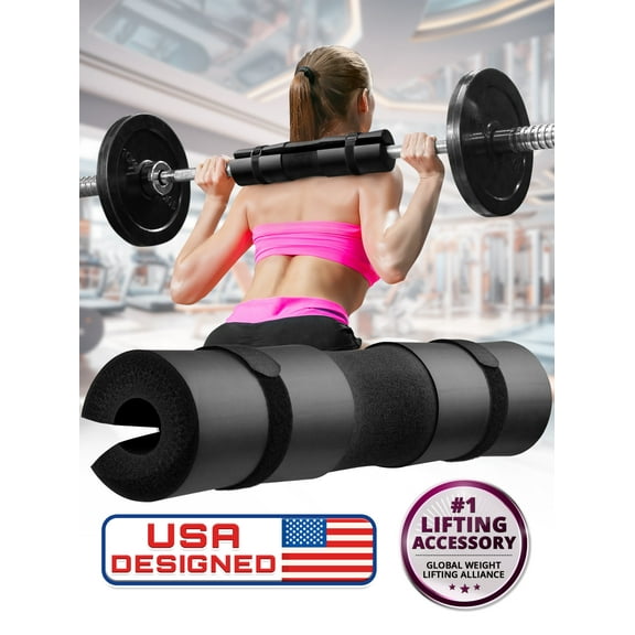 Gym Foam Barbell Pad for Hip Thrust,Squat & Lunges,Black 17x3.5 Inch