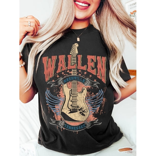 Vibrant Guitar Print Crew Neck T-Shirt - Soft, Breathable, Casual Short Sleeve Tee for Spring & Summer - Women's Fashionable Clothing for Music Lovers