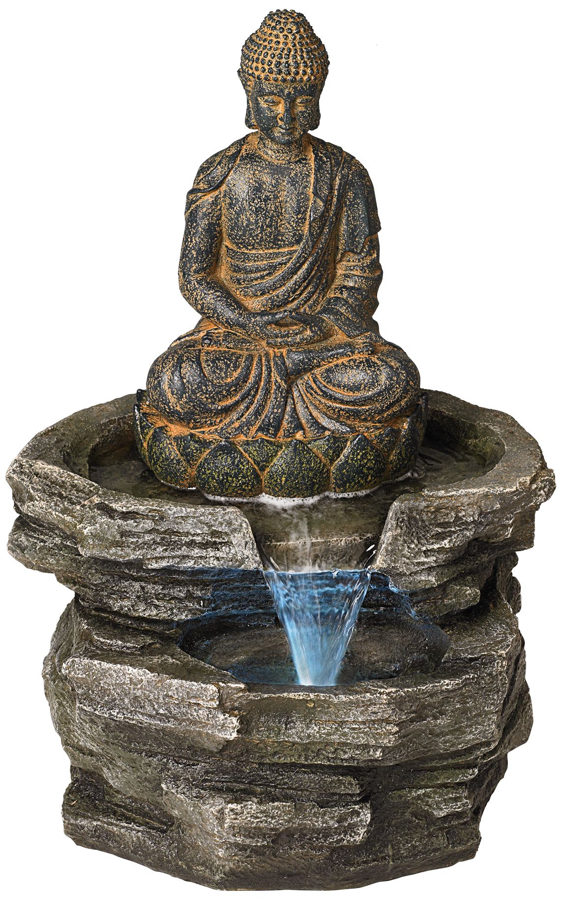 John Timberland Rustic Zen Buddha Outdoor Floor Water Fountain with Light LED 21" High Sitting for Yard Garden Patio Deck Home - image 3 of 8