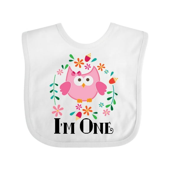 Inktastic First Birthday Owl 1 Year Old Girl Girls Baby Bib