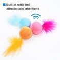 thumbnail image 2 of Juguete para gatos con bola de sonajero peludo con pluma y hierba gatera, bolas interactivas con pompones para gatos, suaves y ligeras, 2 pulgadas, paquete de 3., 2 of 5