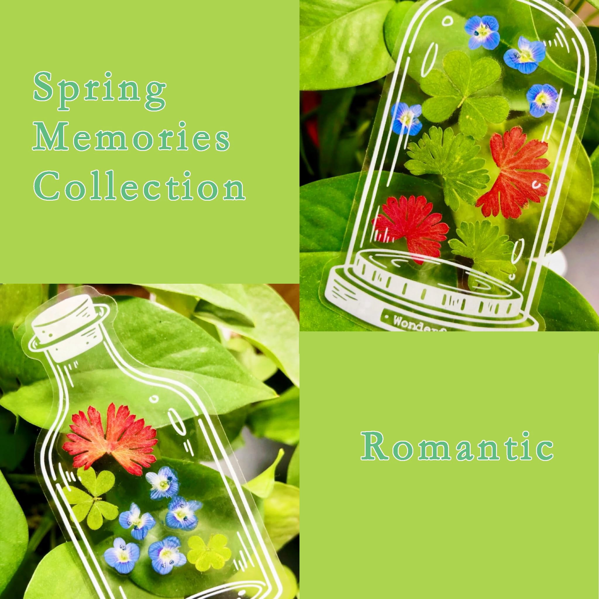 Transparent Dried Flower Bookmarks, 2026 Upgraded DIY Clear Bookmark Making Kit with Jars and Stickers