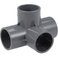 thumbnail image 1 of 4 Way Elbow PVC Pipe Fitting Furniture Grade 32mm Angle Tee Connectors Gray 10Pcs, 1 of 4