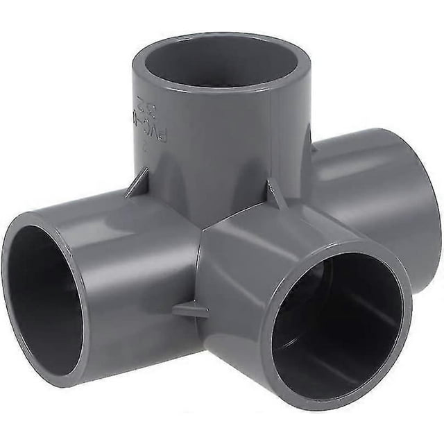 4 Way Elbow PVC Pipe Fitting Furniture Grade 32mm Angle Tee Connectors Gray 10Pcs