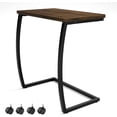 thumbnail image 5 of Sofa Table + C-Shaped Dark Walnut – Rolling Side Table with Rustic Design, Multi-Purpose Coffee and Snack Table, Compact for Living Room, Bedroom, Small Spaces, 5 of 5