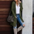 thumbnail image 2 of Odeerbi Cardigan Sweaters For Women Fall Winter Sweaters Casual Solid Knitting Loose Long Sleeve V-Neck Tops Green, 2 of 6