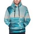 thumbnail image 4 of KLL Turquoise Ocean Reflection Print Mens Hoodie Long Sleeve Casual Pullover Hooded Sweatshirt Fashion Drawstring Hoodies with Pocket-3X-Large, 4 of 6