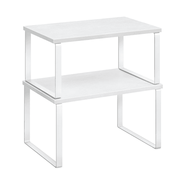 Juego De 2 Organizadores De Cocina De Madera Apilables, Multifuncionales Y Expandibles Malubero Blanco
