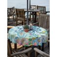 thumbnail image 2 of Outdoor Tablecloth with Umbrella Hole for Patio/Picnic/Party/Camping, Ocean Animals Waterproof Table Cloth Round Cover Washable, Coastal Octopus Jellyfish Seaweed Coral Green (Dia 60"), 2 of 8
