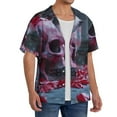 thumbnail image 4 of Cauagu Gothic Red Skull Cemetery Men's Short Sleeve Button Down Hawaiian Shirt for Men Bowling Shirts Casual Summer Beach Shirt,X-Large, 4 of 6