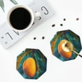 thumbnail image 4 of Disketp Mango In The Rain Funny Coasters,4 Pcs Leather Coasters with Holder, Perfect Housewarming Hostess Gifts,Protect Furniture from Water Marks Scratch and Damage-Octagon, 4 of 6