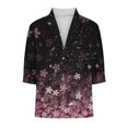 thumbnail image 5 of Blusa con botones sueltos con estampado de cuello en V informal de manga media para mujer OAVQHLG3B Store  lin121212, 5 of 5