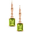 thumbnail image 2 of Gem Stone King 18K Rose Gold Plated Silver Green Peridot Dangle Earrings for Women (3.20 Cttw, Gemstone August Birthstone, Emerald Cut 8X6MM), 2 of 5