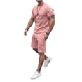 thumbnail image 2 of Honganda Male Solid Color Round Neck Short Sleeve T-Shirt+ Shorts with Pocket, 2 of 8