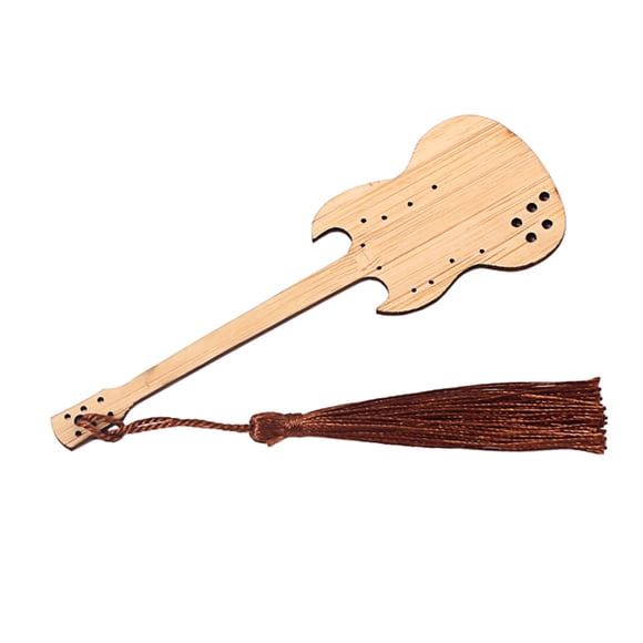 Marcador de página Wosthever de bambú pequeño con patrón de guitarra