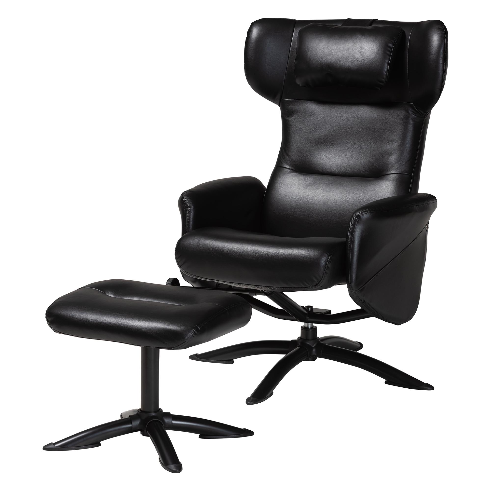 Baxton Studio Elwood Modern Lounge Chair and Footrest Set, 2-Piece, Black