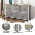 thumbnail image 6 of BizChair 5-Drawer Vertical Fabric Frame Dresser with Oak Top, Beige/White, 6 of 12