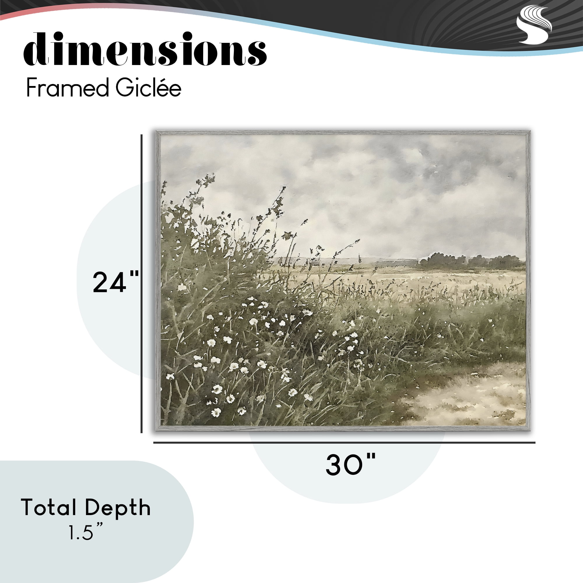 Stupell Industries Soft Meadow Landscape at Dusk Gray Framed Giclee Art, design by Riley B