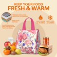 thumbnail image 5 of Pioneer Flower Floral Print Pattern Insulated Lunch Bag for Women & Adults,Large Portable Soft Cooler Lunch Bag,Thermal Food Storage Tote with Pearl Cotton,8.66L,8.75x5.75x9.5 Inch, 5 of 6
