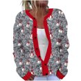 thumbnail image 2 of Cárdigan informal de punto con estampado navideño para mujer, chaqueta con botones y abrigo para mujer, 2 of 5