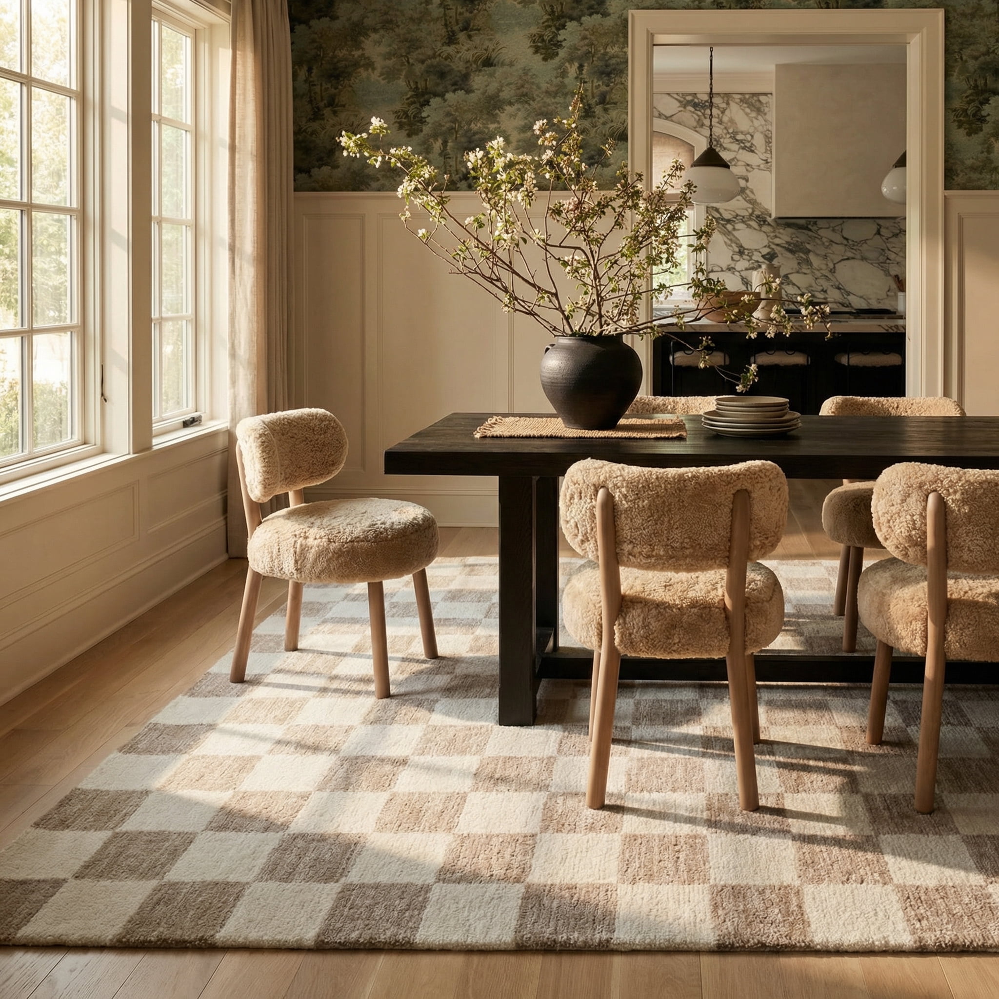 Rug Branch Maya Checkered Modern Beige Brown Indoor Hand-Tufted Area Rug