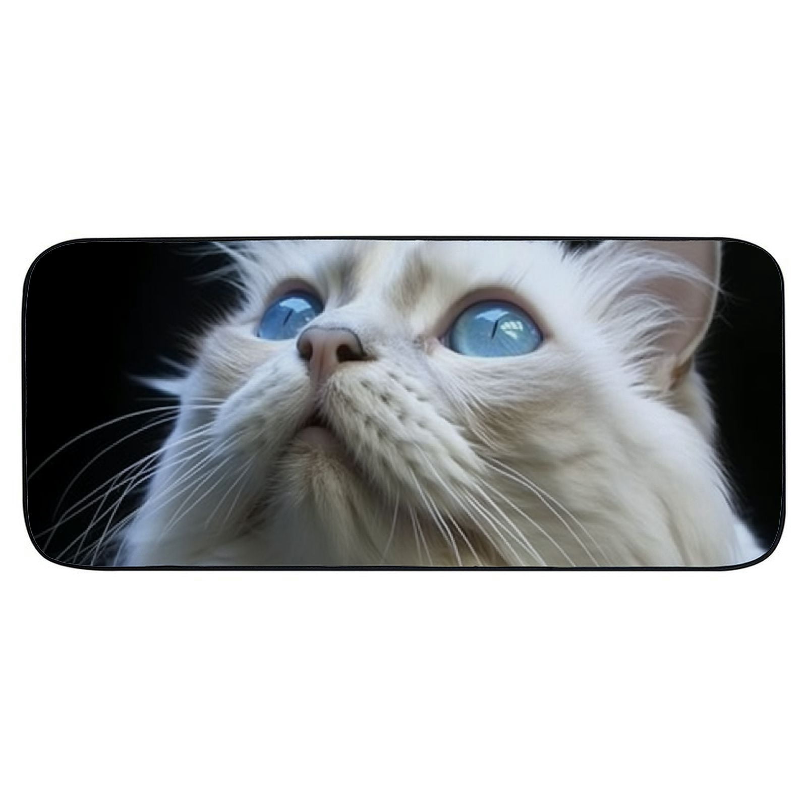 PHYHOO Doormat Floor Rug/Mat - Cat Ragdoll Breed of Cat Blue Eyes Fluffy White Fur Decorative Door Mat, Door Mat with Non-Slip Rubber Backing, Easy Cleaning, Traps Dirt, Rug for Entry, Patio
