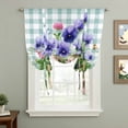 thumbnail image 2 of Spring Easter Balloon Curtains 63 Inch Length for Living Room/Bedroom, Purple Floral Summer Botanical Teal Plaid Rod Pocket Privacy Door Curtains Decorative Tie Up Shade for Window 52"x63", 2 of 8