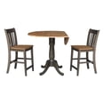 thumbnail image 4 of 42 in Round Drop Leaf Counter Height Table with 2 Stools in Hickory/Washed Coal, 4 of 10