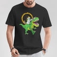thumbnail image 2 of Solar Eclipse 2024 Unicorn Riding T-Rex Dinosaur Graphic Tee for Boys Cotton T-Shirt for Casual Wear and Special Events, Size L, Color Black, 2 of 4