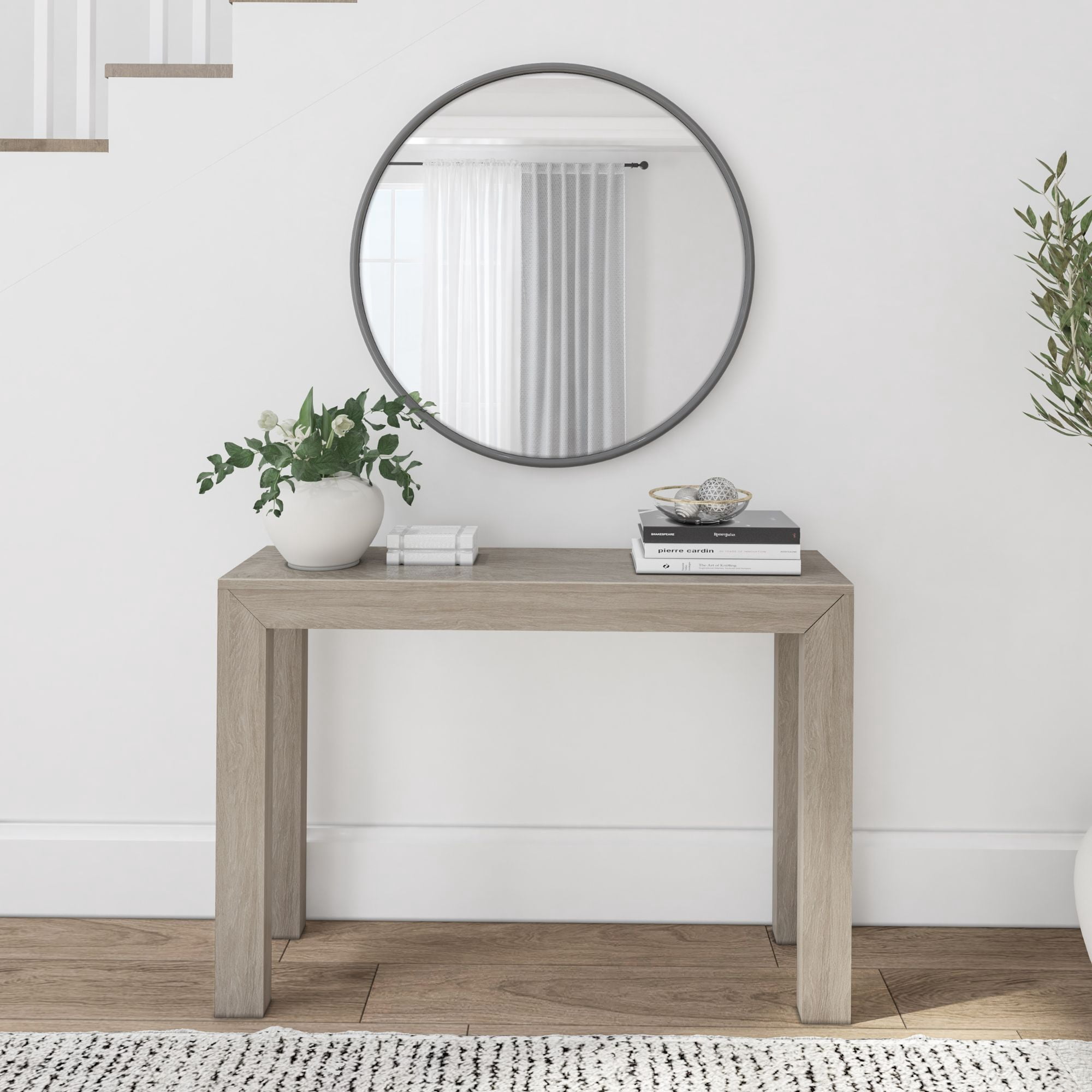 Plank+Beam 46" Modern Solid Wood Console Table, Narrow Entryway Table, Behind The Couch, Seashell