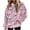#0406-Pink, variant on Uootdi Christmas Hoodies for Women Fleece Christmas Gift Classic Print Long Sleeve Sweatshirt Baggy Drawstring Pullover Winte r Warm Sweaters with Pocket