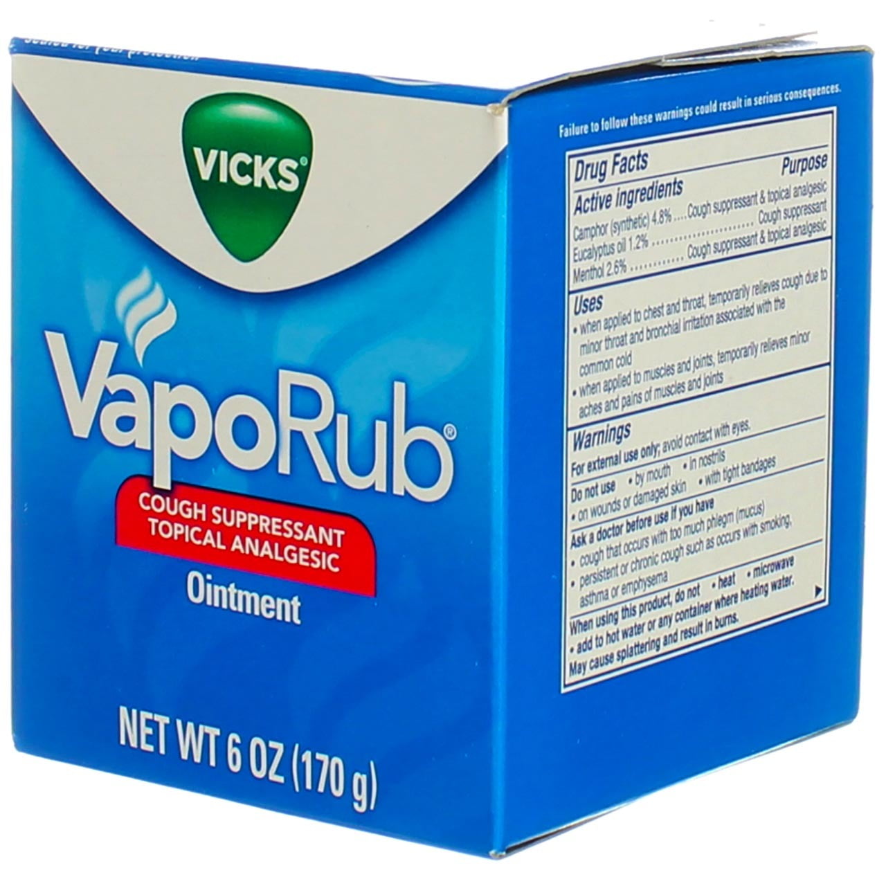  Vicks VapoRub Cough Suppressant Chest and Throat Topical  Analgesic Ointment, Eucalyptus and Menthol Vapor, 3.53 Ounce : Health &  Household